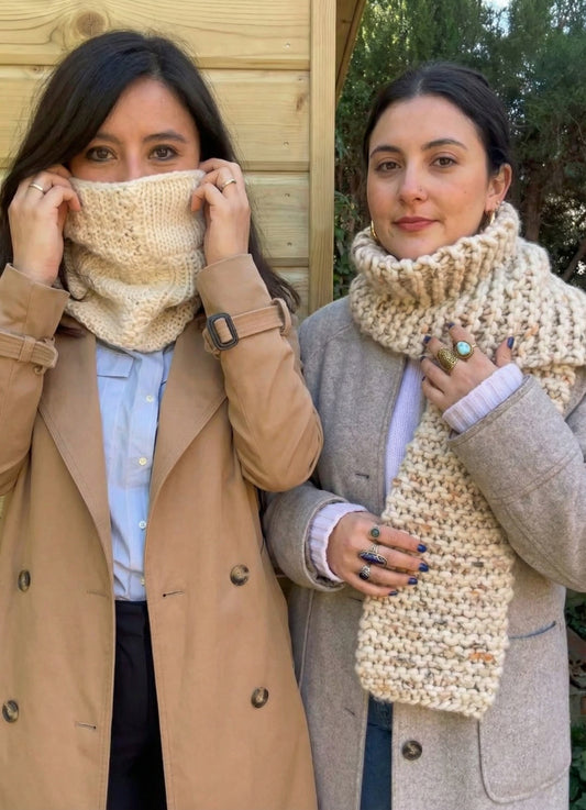 2 Kits Bundle | Knitting Stitch Sampler Kit Make your first Snood + Dinka Scarf