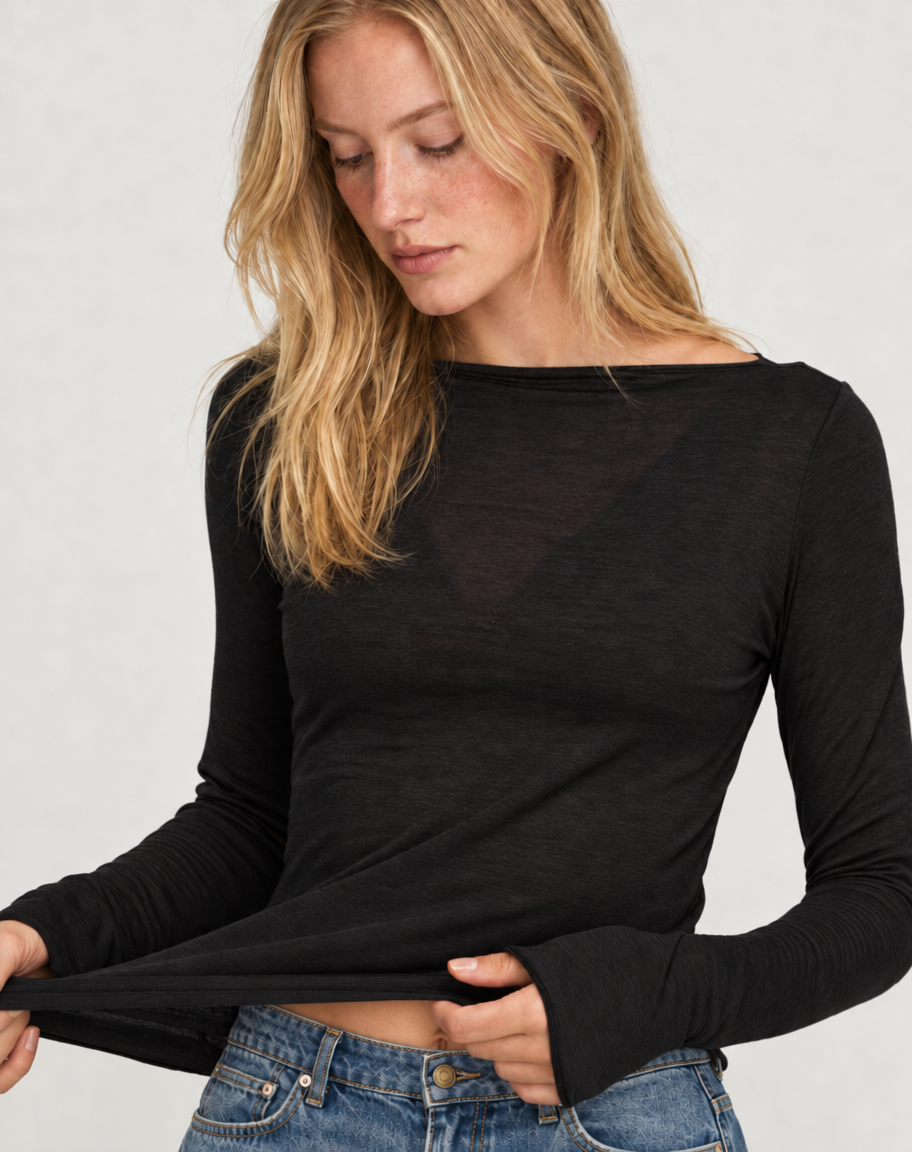Super soft Boat Neck Shirt with Cashmere - Purple(Coming Soon)