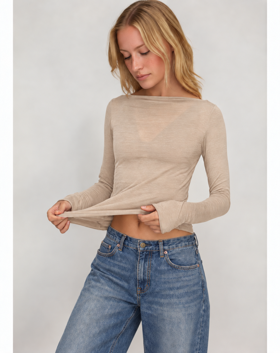 Super soft Boat Neck Shirt with Cashmere - Purple(Coming Soon)