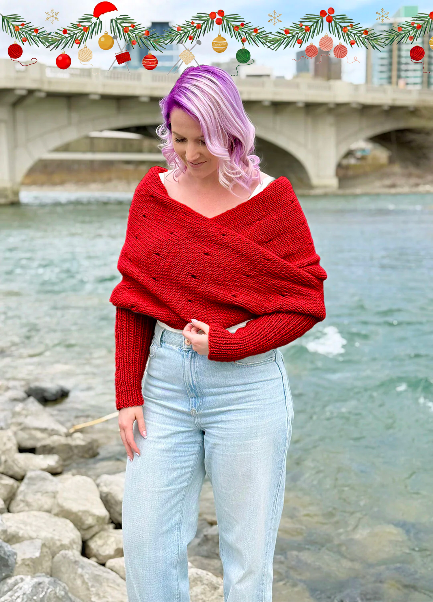 Easy Eyelet Sweater Scarf x @knitatude Kit - Petite Premium Version