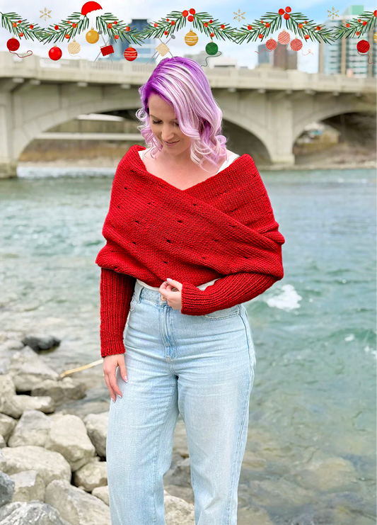 Easy Eyelet Sweater Scarf x @knitatude Kit - Petite Wool Version