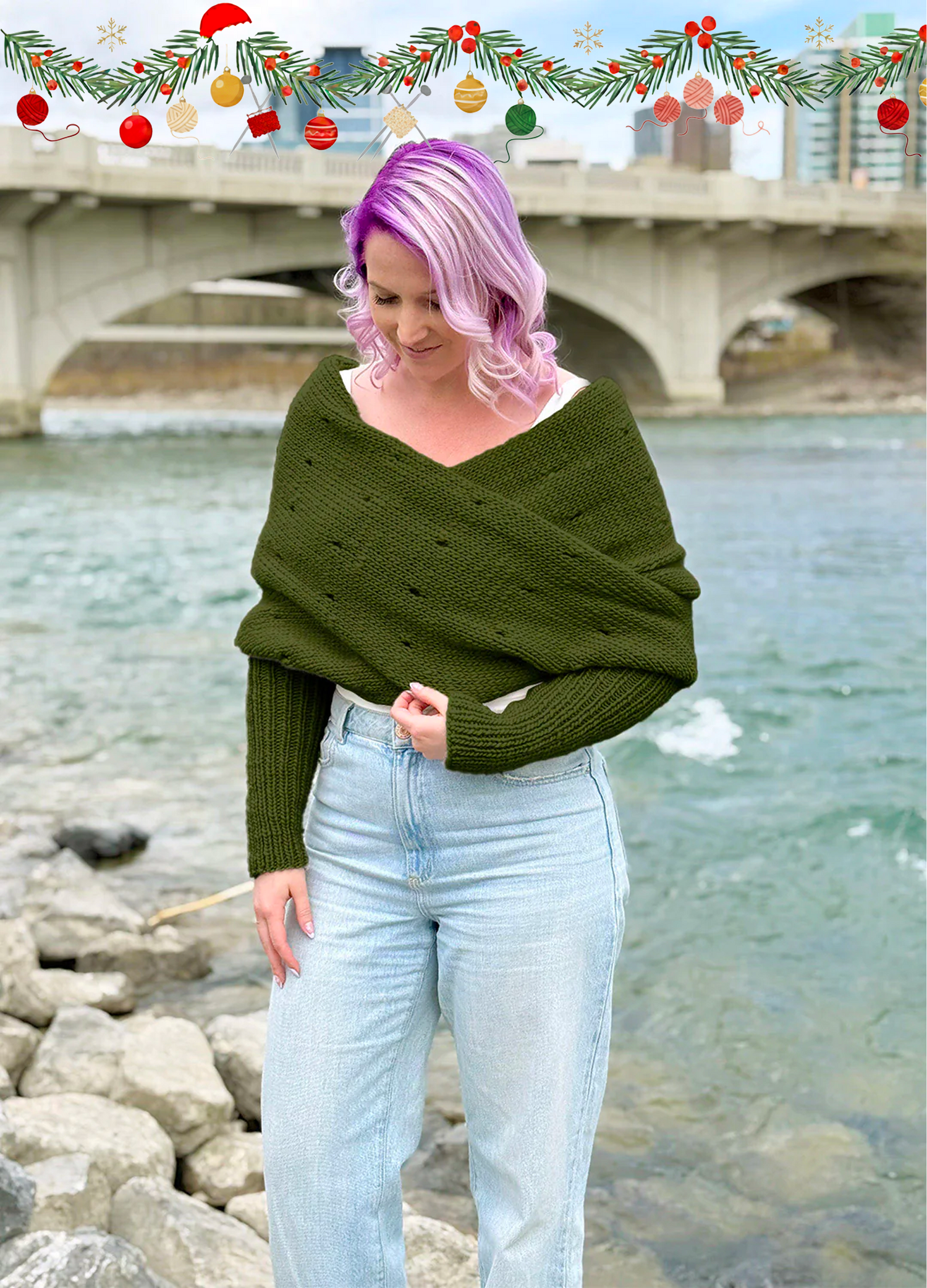 Easy Eyelet Sweater Scarf x @knitatude Kit - Petite PremiumVersion