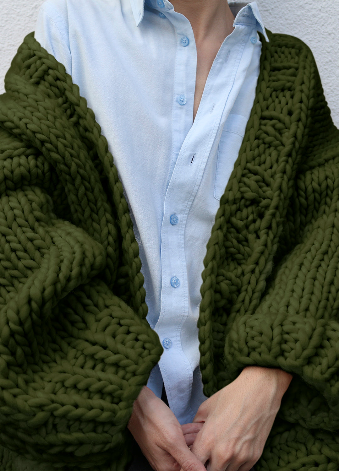 Simone Cardigan Easy Knitting Kit in Olive