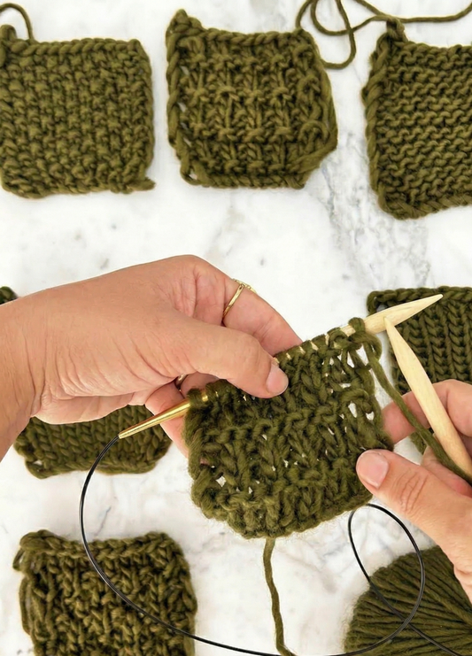 Stitch Sampler Kit: Learn The Basics Knitting Kit - Make your first Placemat & Coasters