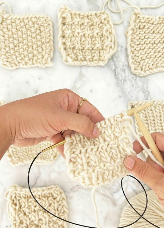 Stitch Sampler Kit: Learn The Basics Knitting Kit - Make your first Placemat & Coasters