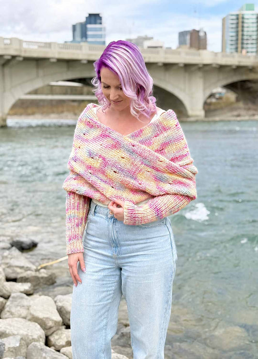 Easy Eyelet Sweater Scarf x @knitatude Kit - Yummy Yarn Fine Version