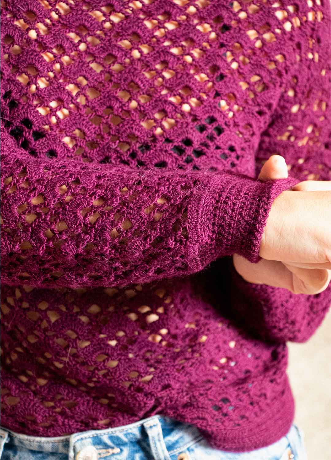 Pink crochet store sweater