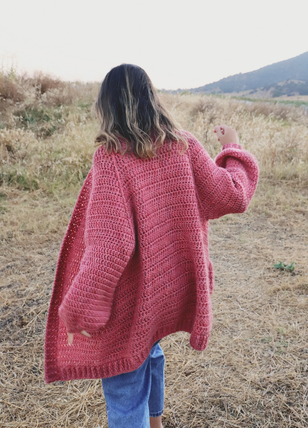 Pink on sale crochet sweater