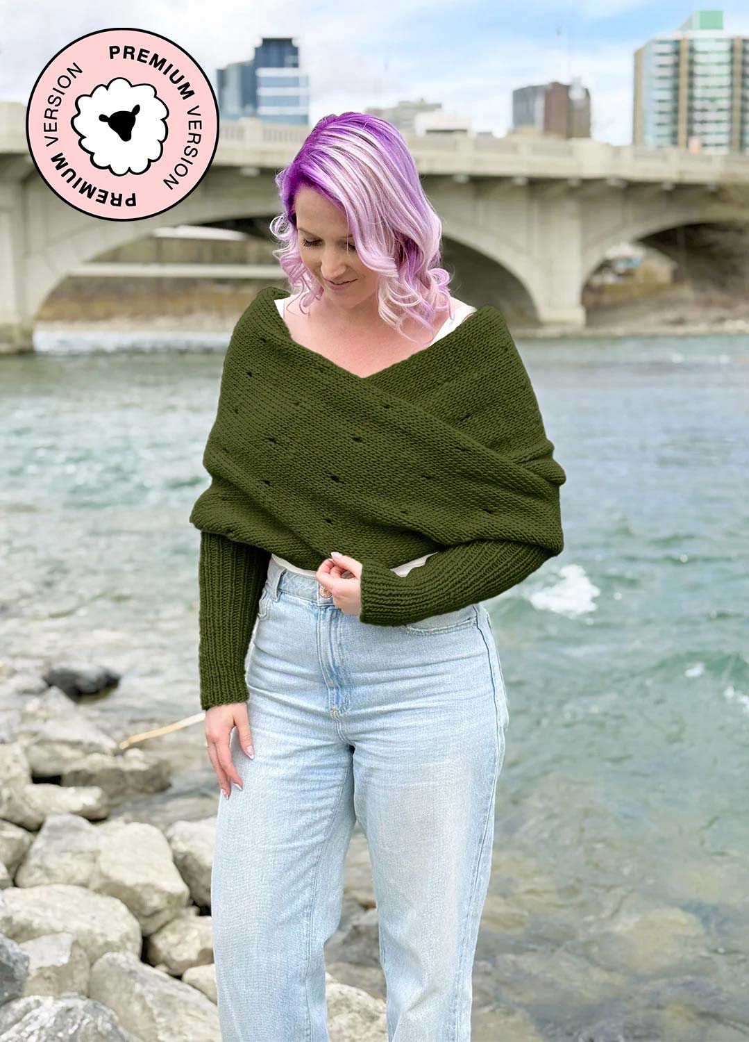 Easy Eyelet Sweater Scarf x @knitatude Kit - Petite PremiumVersion