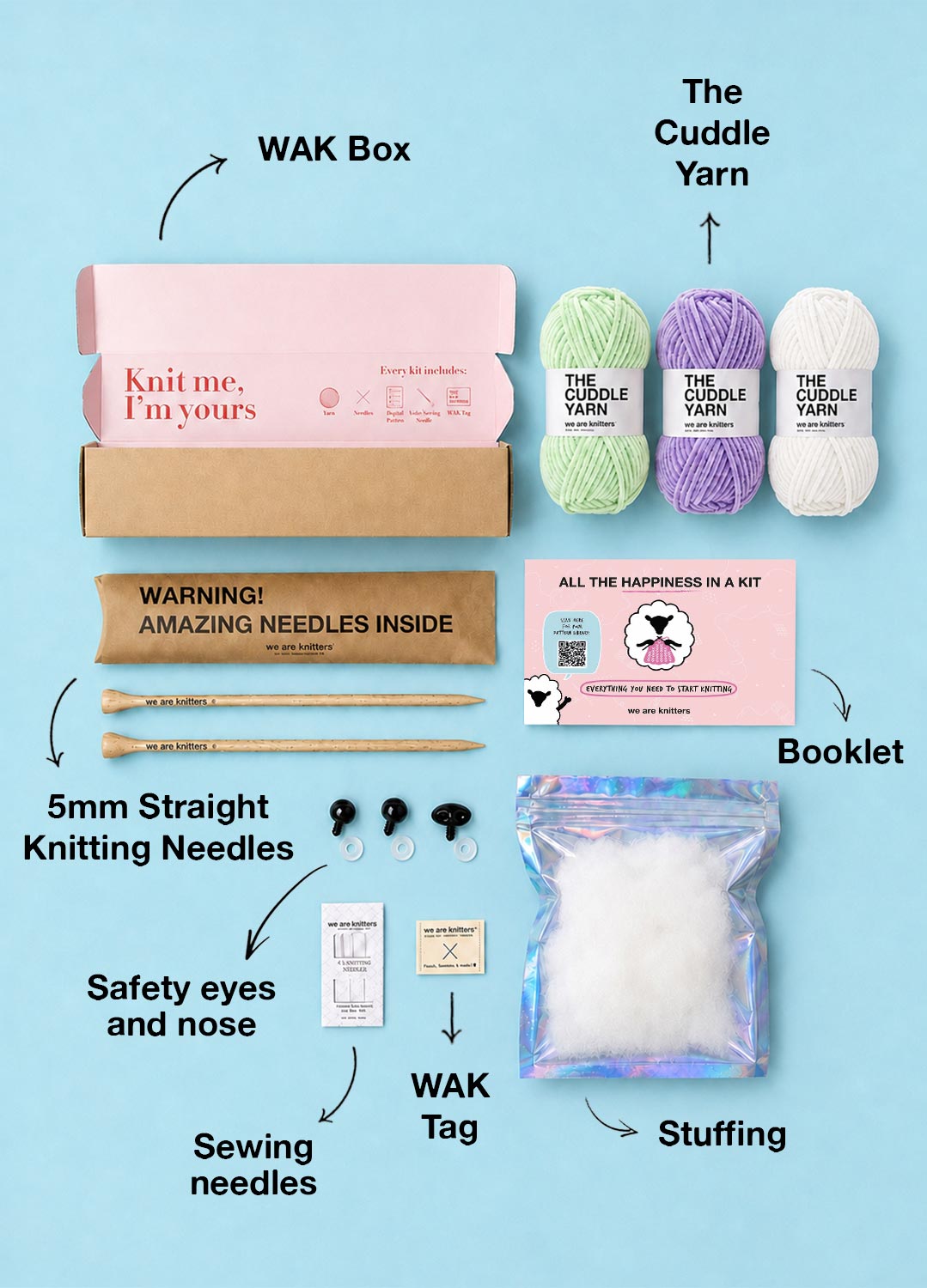 The Knitty Bunny - Easy Mini Knitted Bunny Kit - Cuddle Yarn