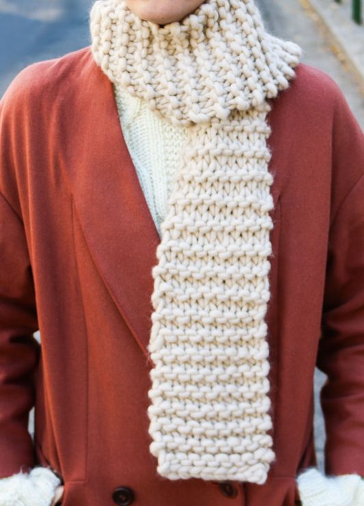 Dinka Scarf Beginner Knitting Kit in Natural