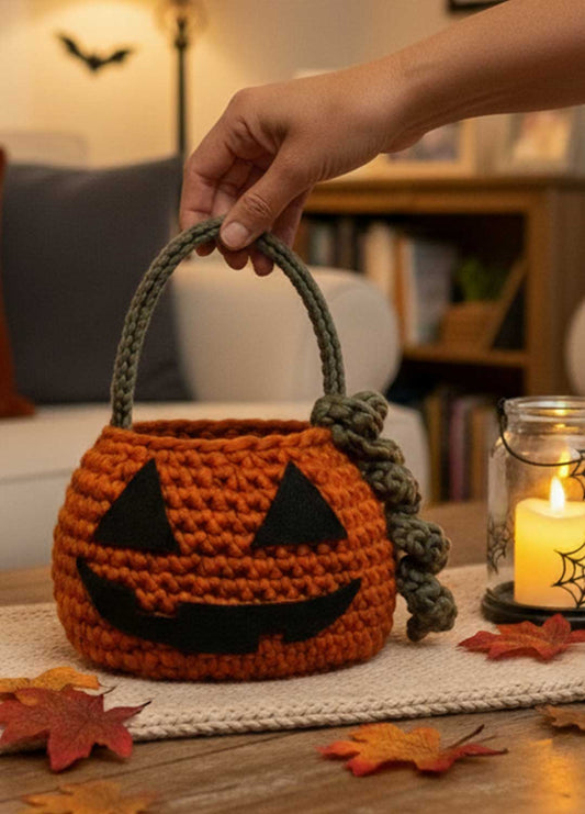 Pumpkin Basket Halloween Free Pattern x @tlyarncrafts