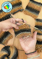 Stitch Sampler Kit - Color Crush Self Striping Version: Learn The Basics Knitting Kit - Make your first Snood